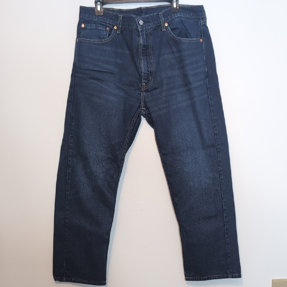 Levi's 505 Regular Fit Dark Wash Blue Jeans - Picture 1 of 7